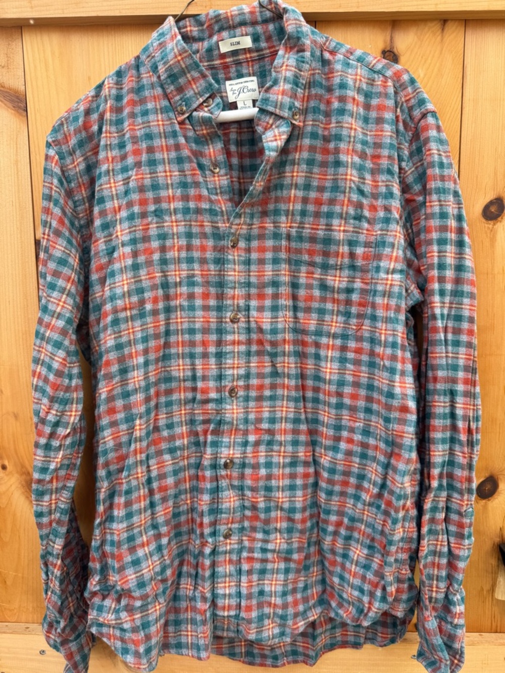 J. Crew Plaid Button-Down Shirt in Teal & Orange